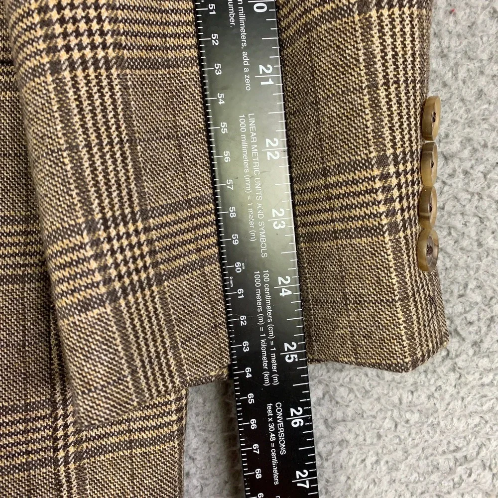 John W. Nordstrom Signature Cashmere Silk Sport Coat Mens 44R Brown Plaid Blazer